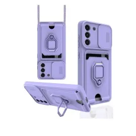 Newface Samsung Galaxy S21 FE Kılıf Zuma Kartvizitli Yüzüklü Silikon - Lila