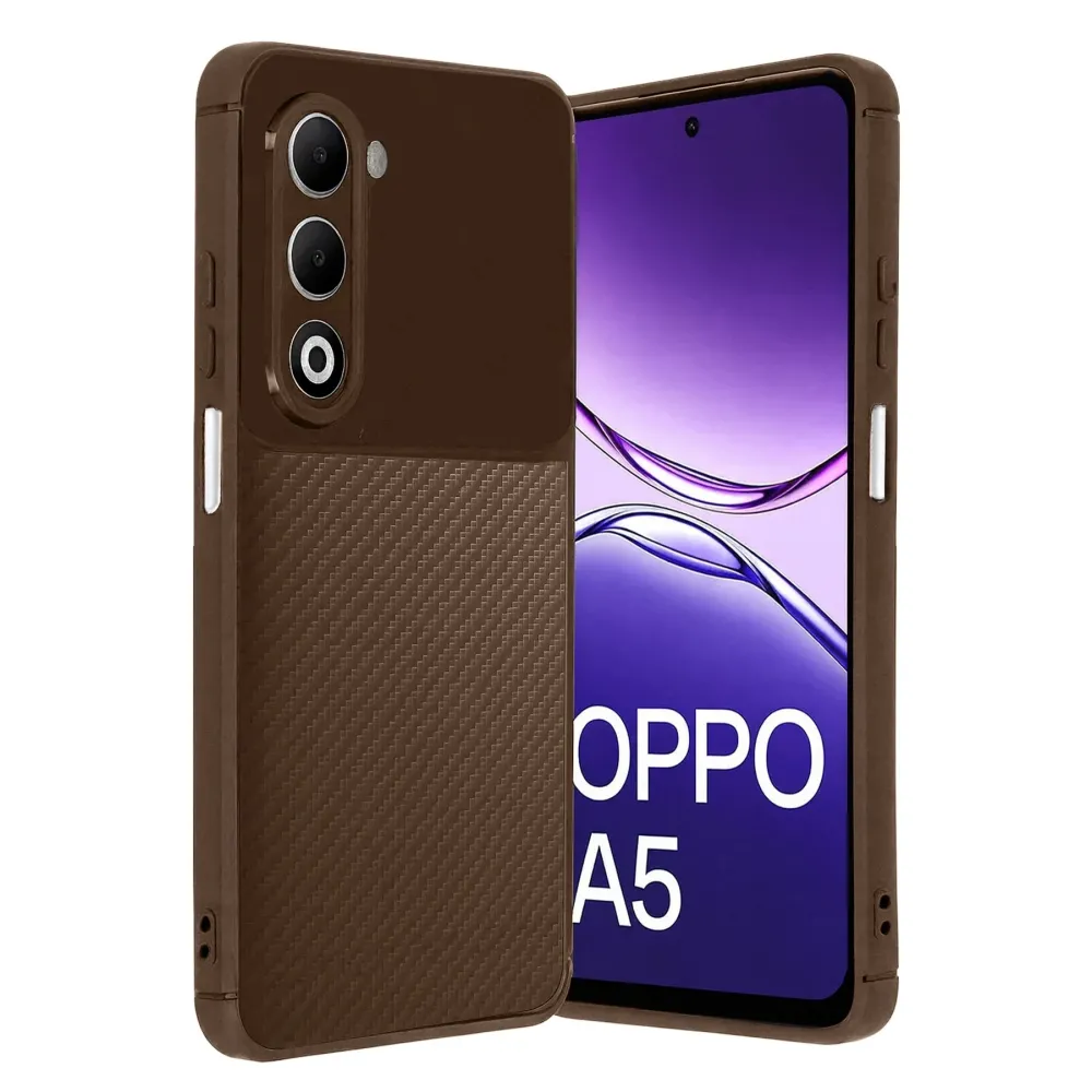 Newface Oppo A5 4G Auto Focus Karbon Kapak - Kahverengi