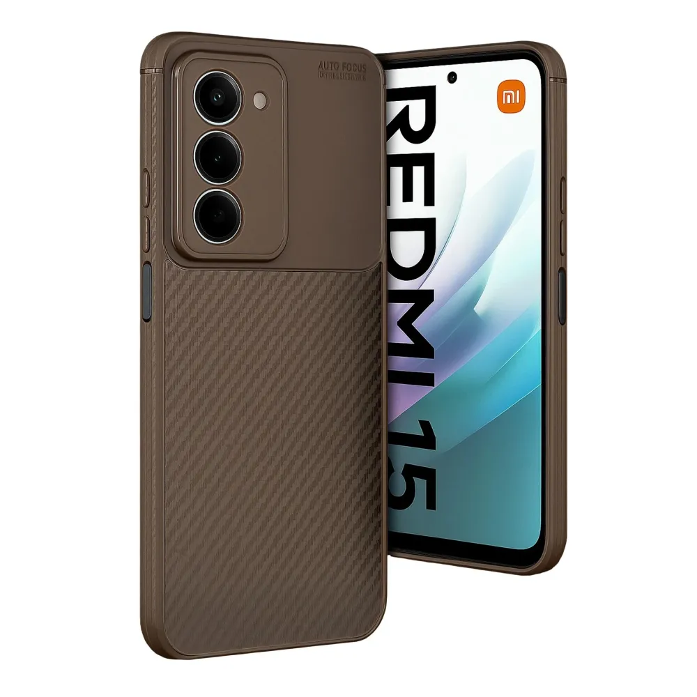Newface Xiaomi Redmi 15 4G Auto Focus Karbon Kapak - Kahverengi