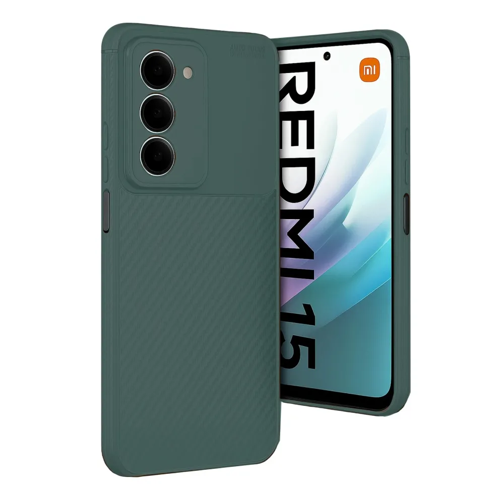 Newface Xiaomi Redmi 15 4G Auto Focus Karbon Kapak - Koyu Yeşil