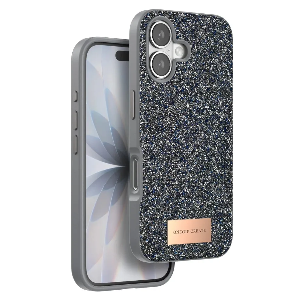 Onegif Apple iPhone 17 Bright Simli Kapak - Gümüş