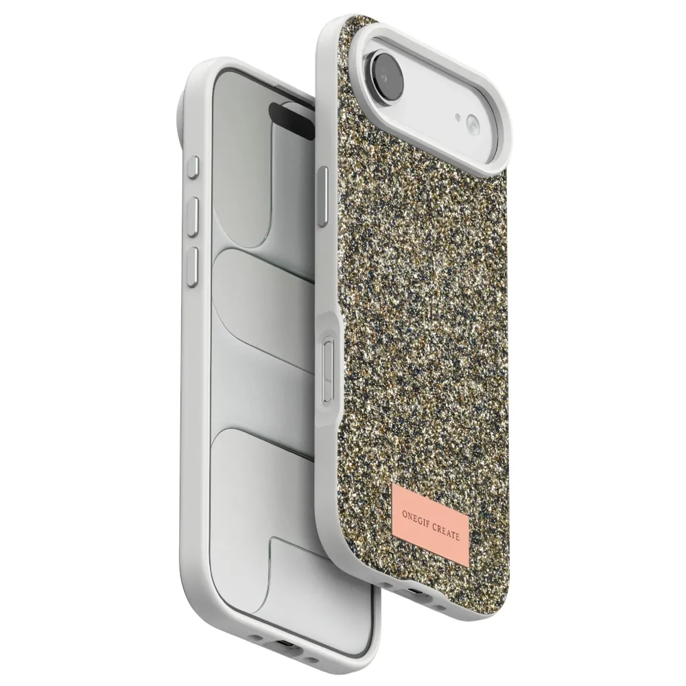 Onegif Apple Iphone 17 Air Bright Simli Kapak - Çöl Titanyum