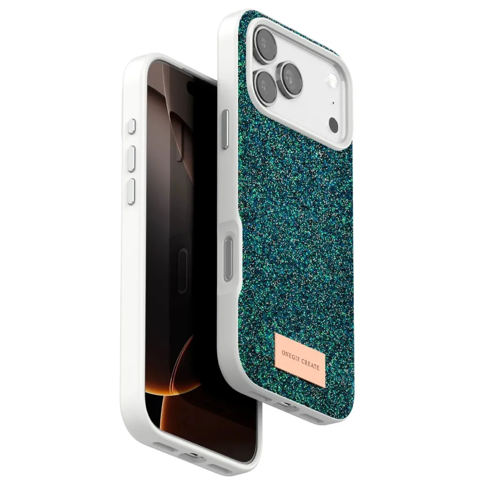 Onegif Apple Iphone 17 Pro Bright Simli Kapak - Koyu Yeşil