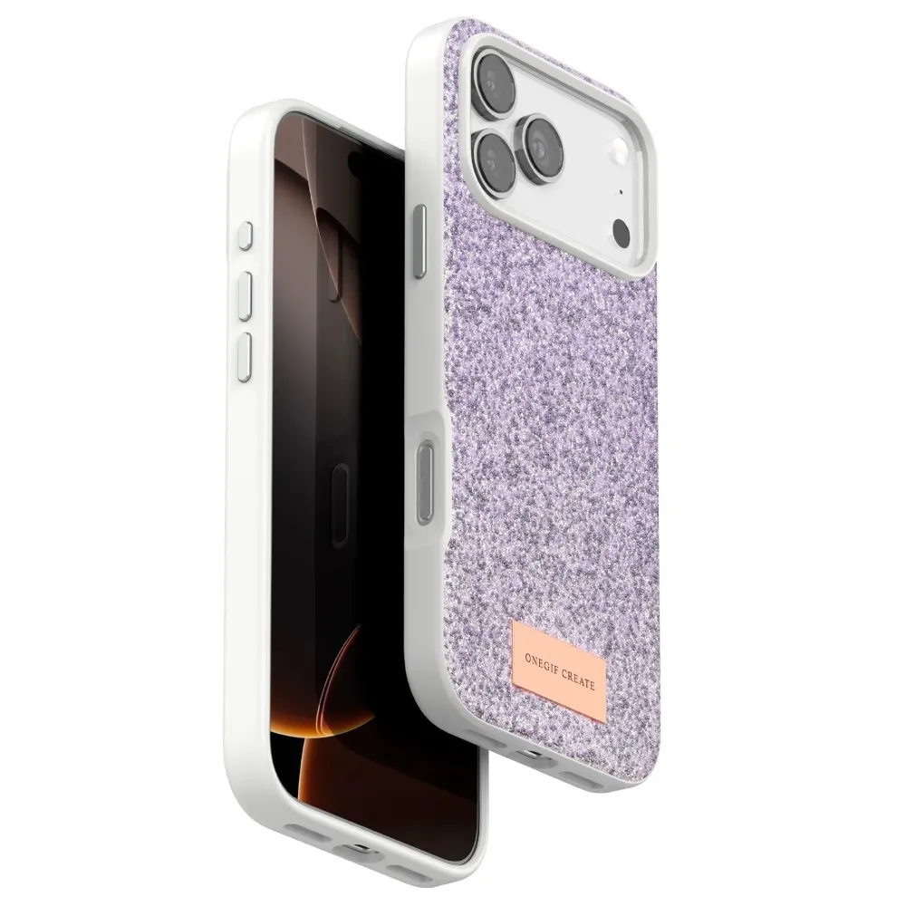 Onegif Apple iPhone 17 Pro Bright Simli Kapak - Lila