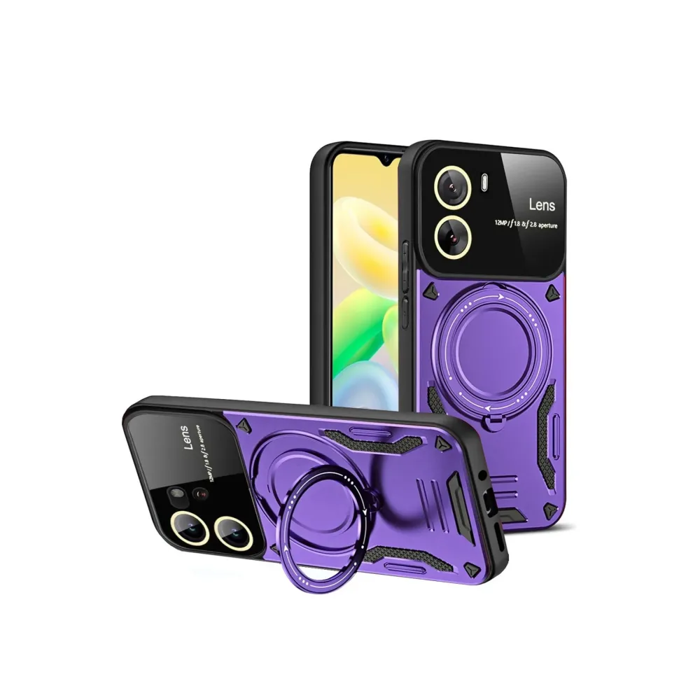 Newface Vivo Y16 Kılıf Joy Lens Standlı Kapak - Mor