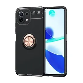 Newface Xiaomi Mi 11 Lite Kılıf Range Yüzüklü Silikon - Siyah-Gold