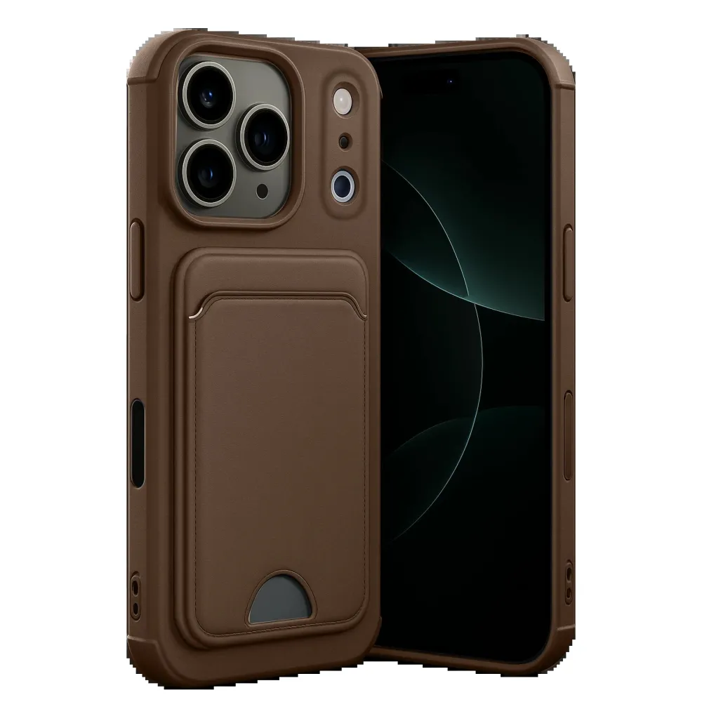 Newface Apple Iphone 17 Pro Kelvin Kartvizitli Silikon - Kahverengi