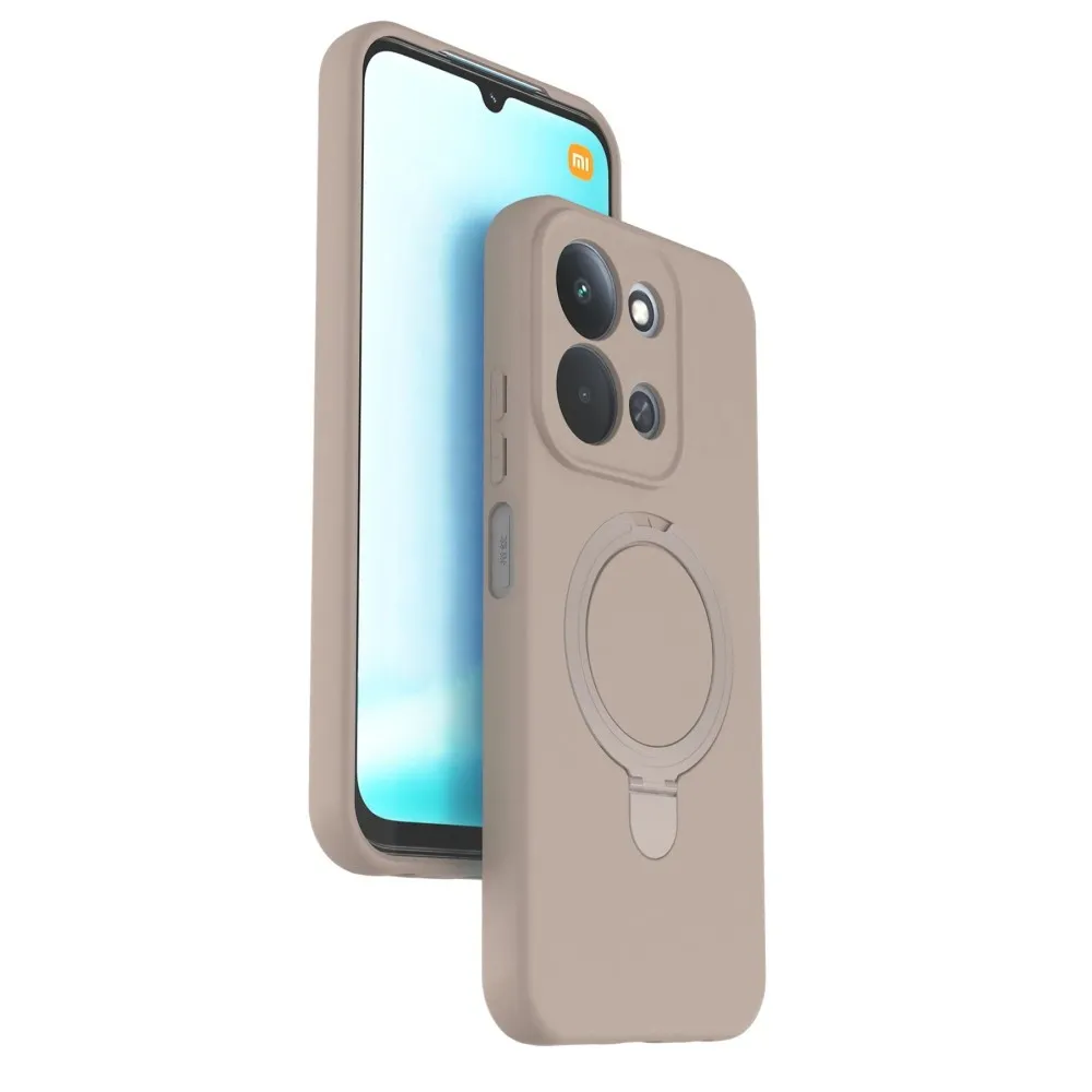 Newface Xiaomi Redmi 15C 4G Regal Magsafe Standlı Kapak - Çöl Titanyum