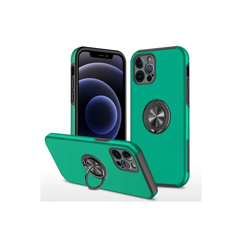 Newface Iphone 12 Pro Max Kılıf Elit Yüzüklü Kapak - Yeşil