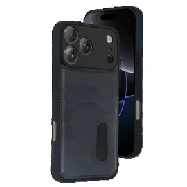 Newface Apple Iphone 17 Pro Max Sara Kartvizitli Deri Kılıf - Siyah