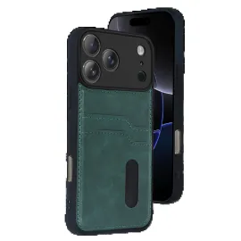 Newface Apple Iphone 17 Pro Max Sara Kartvizitli Deri Kılıf - Yeşil