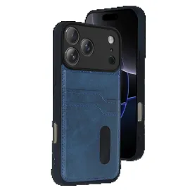 Newface Apple Iphone 17 Pro Sara Kartvizitli Deri Kılıf - Lacivert