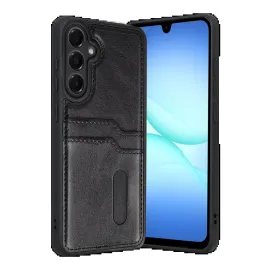 Newface Samsung Galaxy A17 5G Sara Kartvizitli Deri Kılıf - Siyah