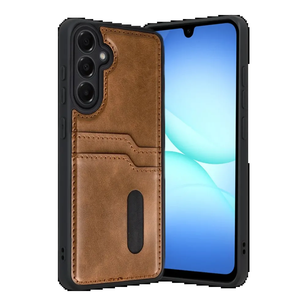 Newface Samsung Galaxy A17 5G Sara Kartvizitli Deri Kılıf - Taba