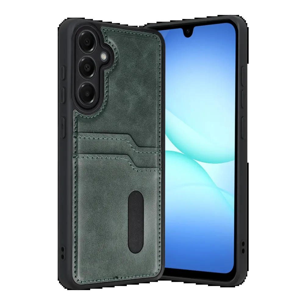 Newface Samsung Galaxy A17 5G Sara Kartvizitli Deri Kılıf - Yeşil