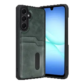 Newface Samsung Galaxy A17 5G Sara Kartvizitli Deri Kılıf - Yeşil