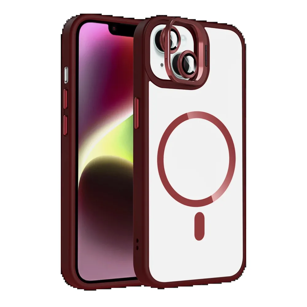 Joko Apple Iphone 15 Plus Remim Lensli Magsafe Standlı Kapak - Bordo