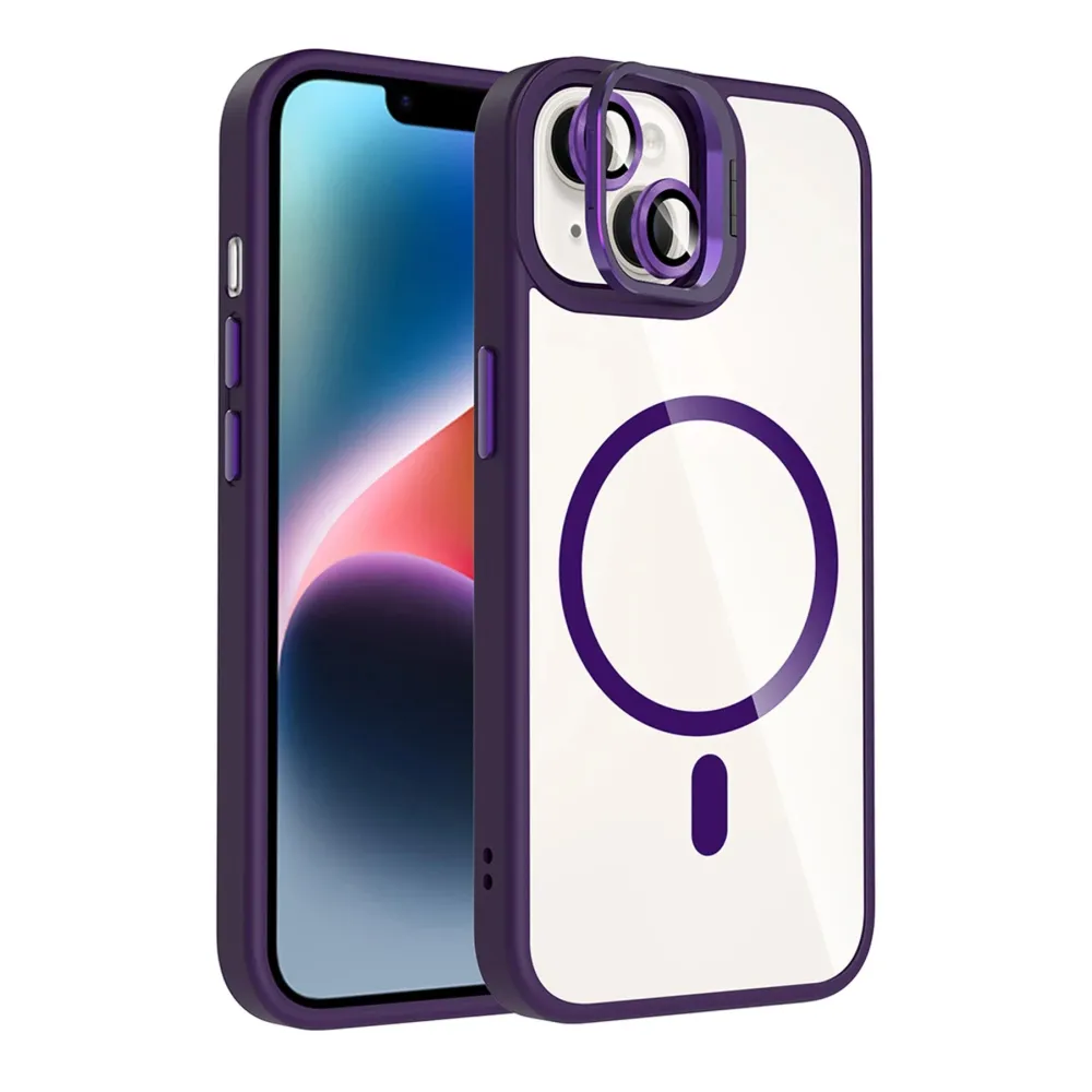 Joko Apple Iphone 15 Plus Remim Lensli Magsafe Standlı Kapak - Derin Mor