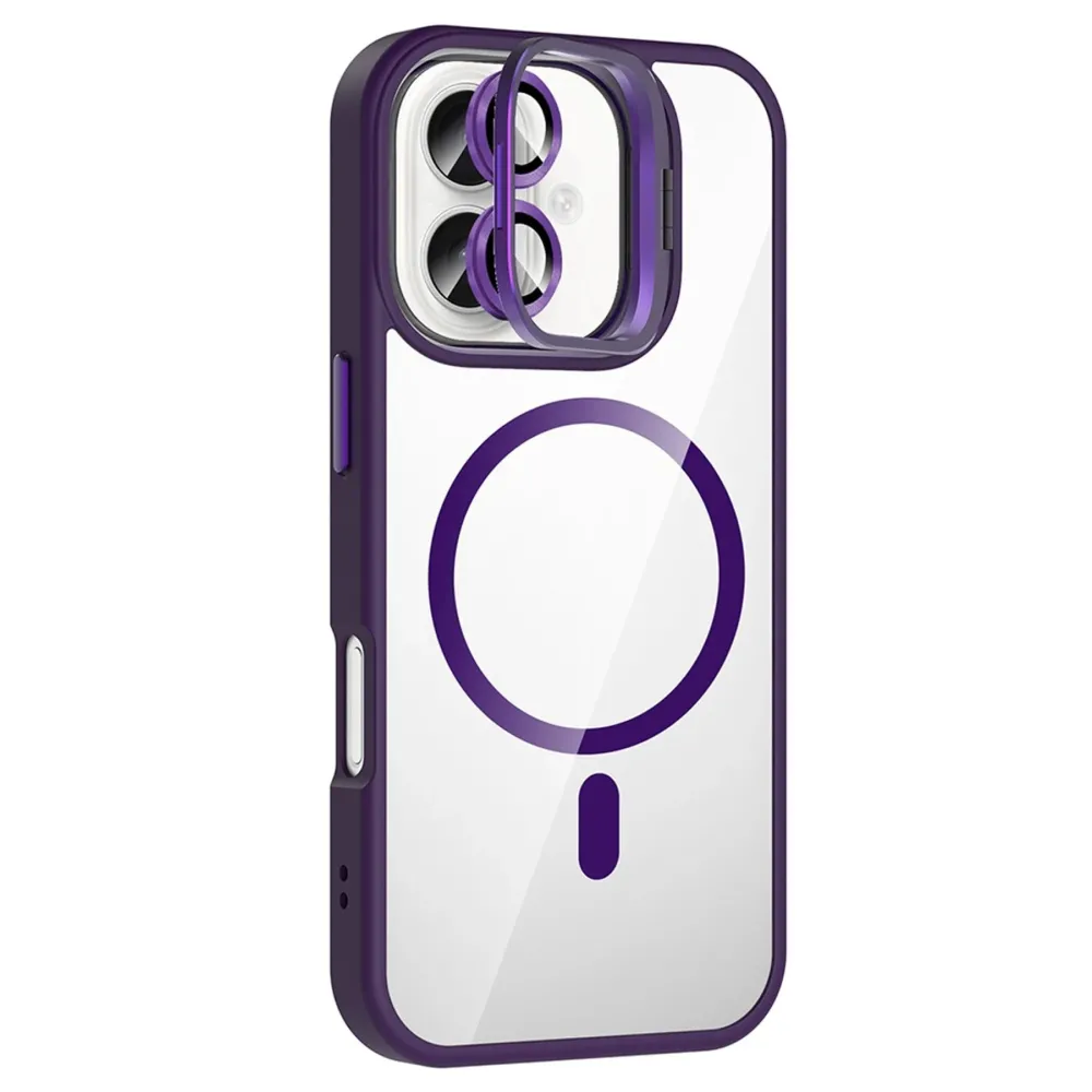 Joko Apple Iphone 16 Remim Lensli Magsafe Standlı Kapak - Derin Mor