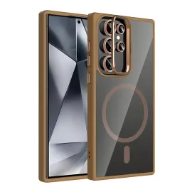 Joko Samsung Galaxy S25 Ultra Remim Lensli Magsafe Standlı Kapak - Kahverengi