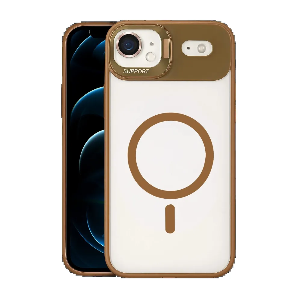 Joko Apple Iphone 17 Air Remim Lensli Magsafe Standlı Kapak - Kahverengi