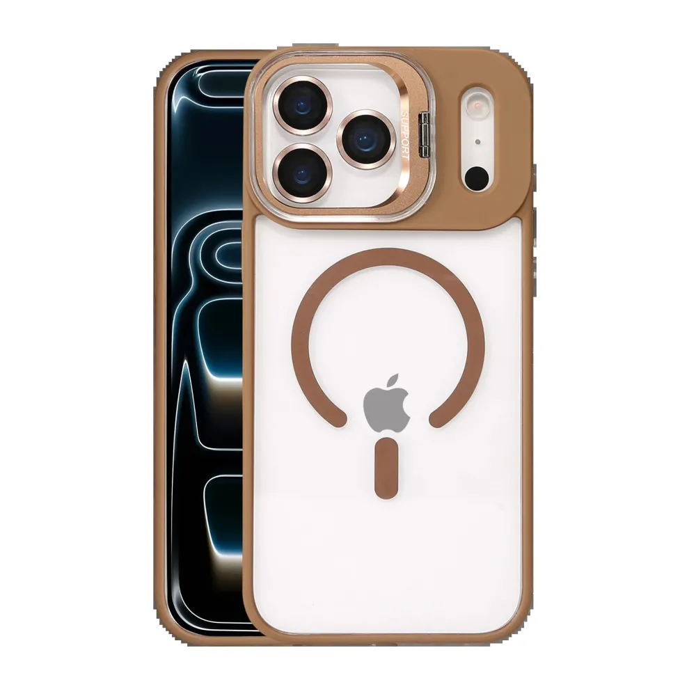 Joko Apple Iphone 17 Pro Max Remim Lensli Magsafe Standlı Kapak - Kahverengi