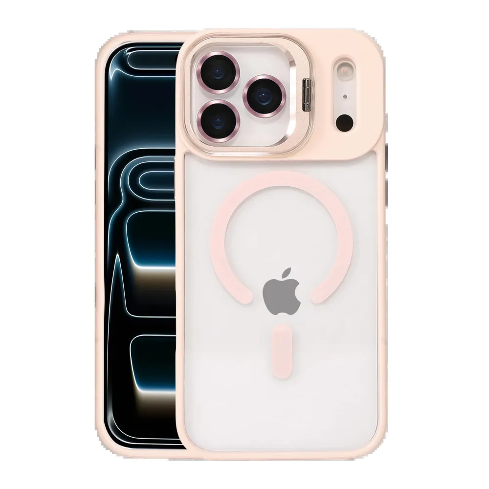 Joko Apple Iphone 17 Pro Max Remim Lensli Magsafe Standlı Kapak - Pembe