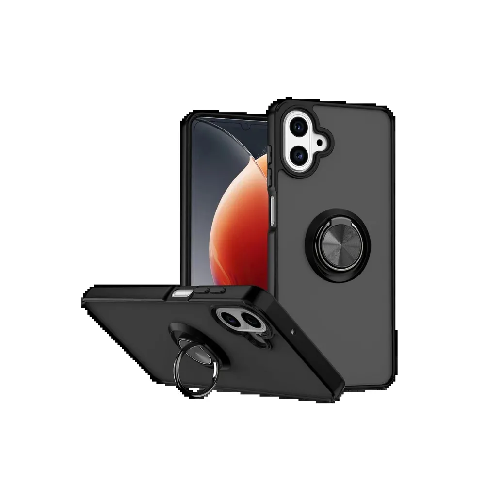 Newface Samsung Galaxy A07 4G Montreal Yüzüklü Silikon Kapak - Siyah