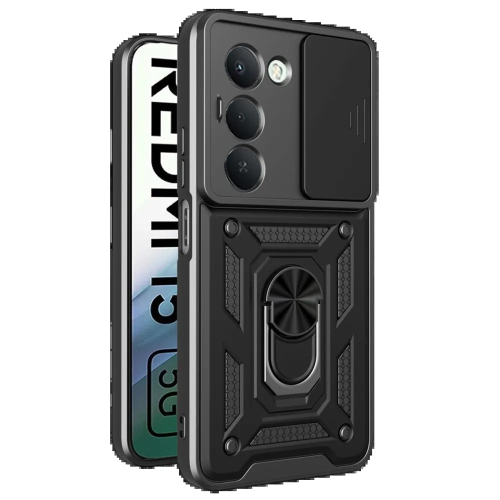 Newface Xiaomi Redmi 15 4G Pars Lens Yüzüklü Silikon - Siyah