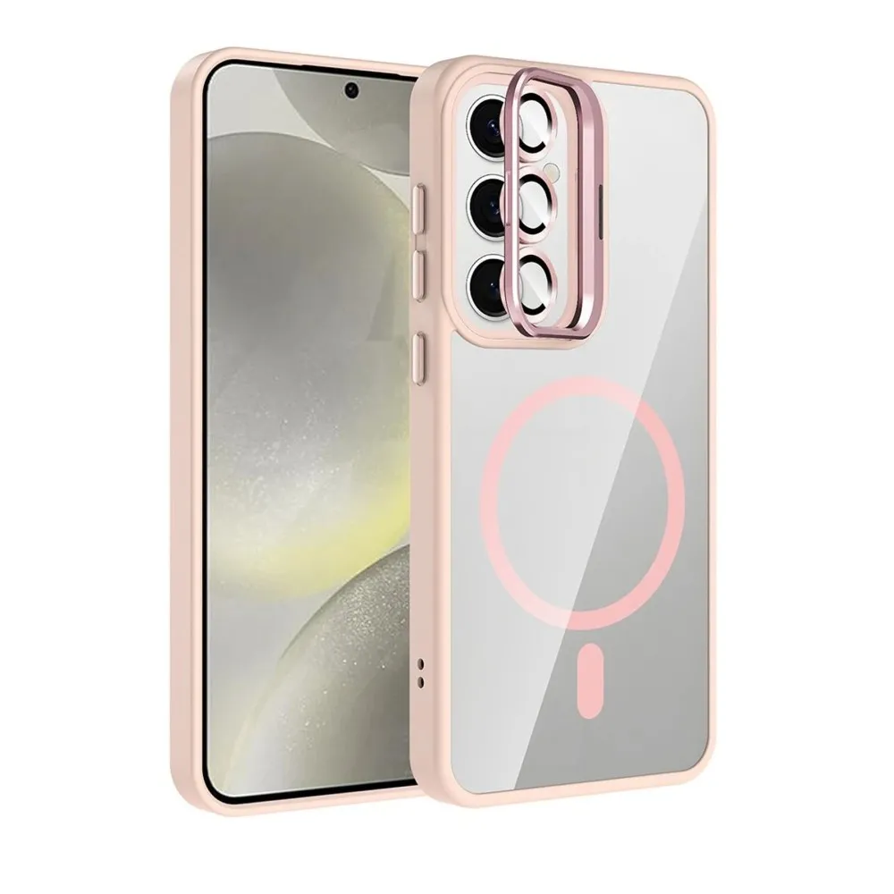 Joko Samsung Galaxy S25 Fe Remim Lensli Magsafe Standlı Kapak - Pembe