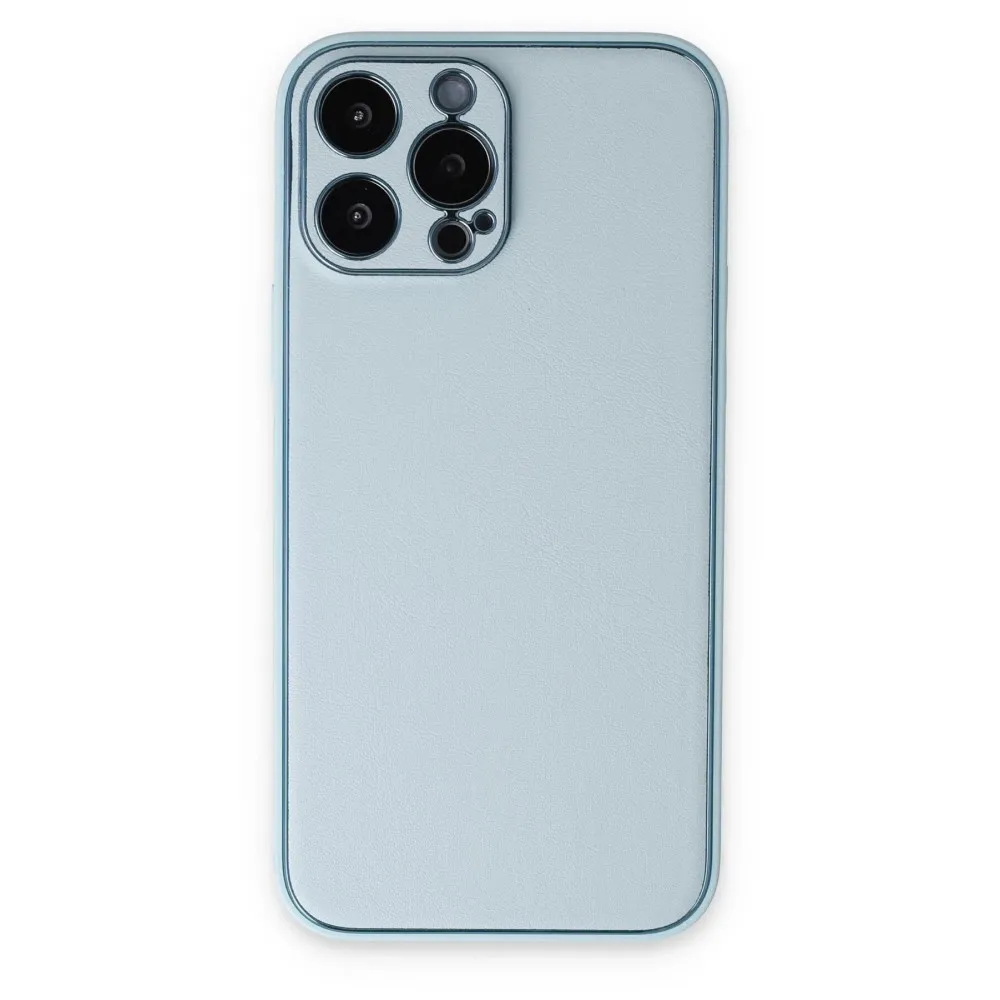 Newface Iphone 14 Pro Kılıf Coco Deri Silikon Kapak - Sky Blue