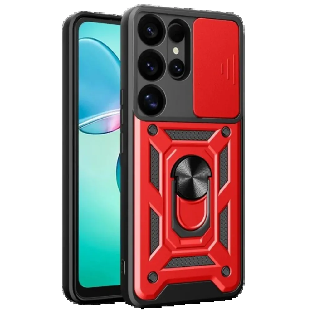 Newface Samsung Galaxy S26 Ultra Pars Lens Yüzüklü Silikon - Kırmızı