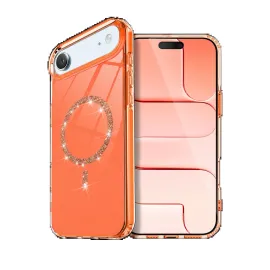 Newface Apple Iphone 17 Air Live Diamond Magsafe Kapak - Turuncu