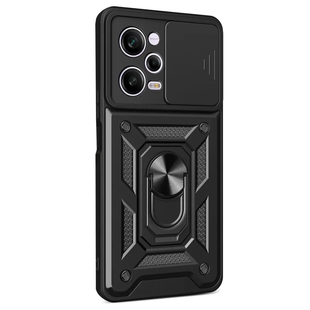 Newface Xiaomi Redmi Note 12 Pro 5G Kılıf Pars Lens Yüzüklü Silikon - Siyah