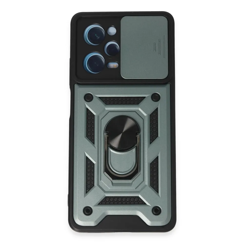 Newface Xiaomi Redmi Note 12 Pro 5G Kılıf Pars Lens Yüzüklü Silikon - Yeşil