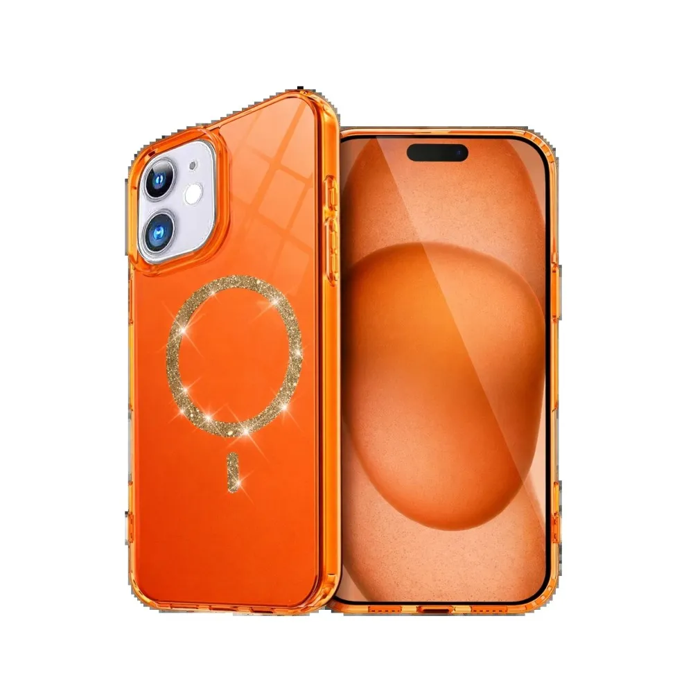 Newface Apple Iphone 11 Live Diamond Magsafe Kapak - Turuncu