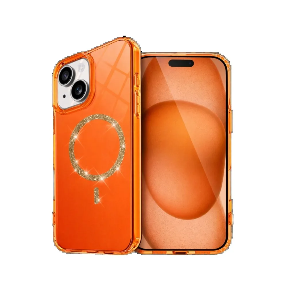 Newface Apple Iphone 14 Live Diamond Magsafe Kapak - Turuncu