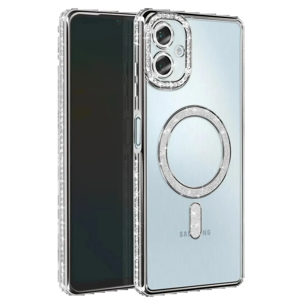 Newface Samsung Galaxy A07 4G Joke Simli Magneticsafe Kılıf - Gümüş