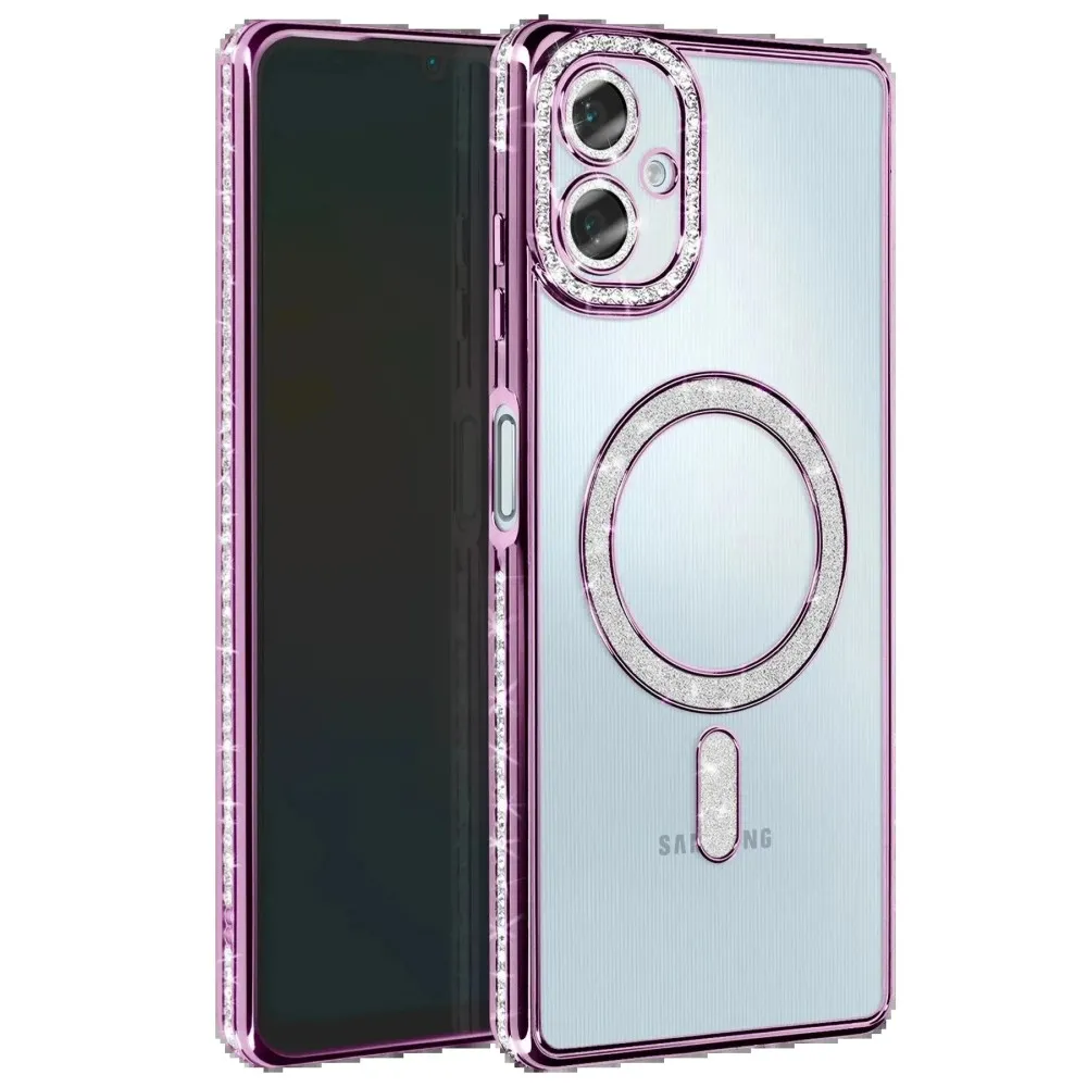 Newface Samsung Galaxy A07 4G Joke Simli Magneticsafe Kılıf - Derin Mor