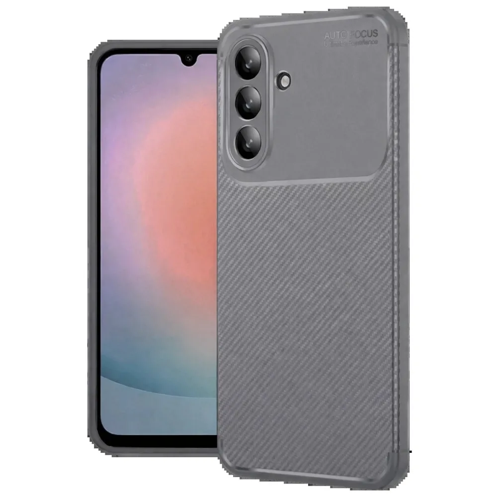 Newface Samsung Galaxy S24 Fe Kılıf Auto Focus Karbon Kapak - Gri