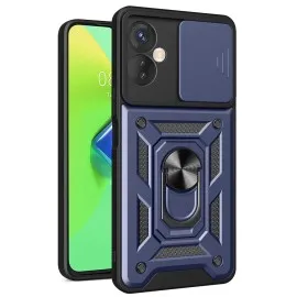 Newface İnfinix Hot 30 4G Kılıf Pars Lens Yüzüklü Silikon - Lacivert