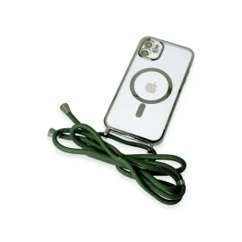 Newface Iphone 11 Kılıf Divo Lazer Askılı Magsafe Kapak - Koyu Yeşil