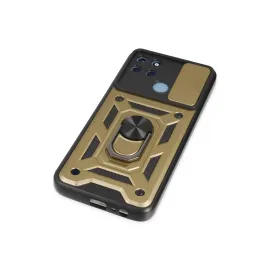 Newface Realme C25Y Kılıf Pars Lens Yüzüklü Silikon - Gold