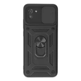 Newface Samsung Galaxy A03 Kılıf Pars Lens Yüzüklü Silikon - Siyah