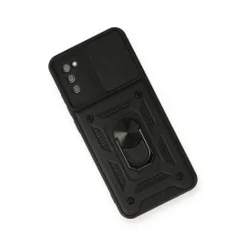 Newface Samsung Galaxy A03S Kılıf Pars Lens Yüzüklü Silikon - Siyah