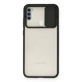 Newface Samsung Galaxy A11 Kılıf Palm Buzlu Kamera Sürgülü Silikon - Siyah