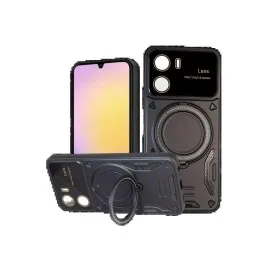 Newface Vivo Y16 Kılıf Joy Lens Standlı Kapak - Siyah