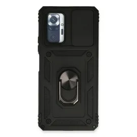 Newface Xiaomi Redmi Note 10 Pro Kılıf Pars Lens Yüzüklü Silikon - Siyah