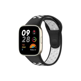 Newface Xiaomi Redmi Watch 3 Spor Delikli Kordon - Siyah-Beyaz