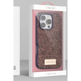 Onegif iPhone 16 Pro Bright Simli Kapak - Çöl Titanyum